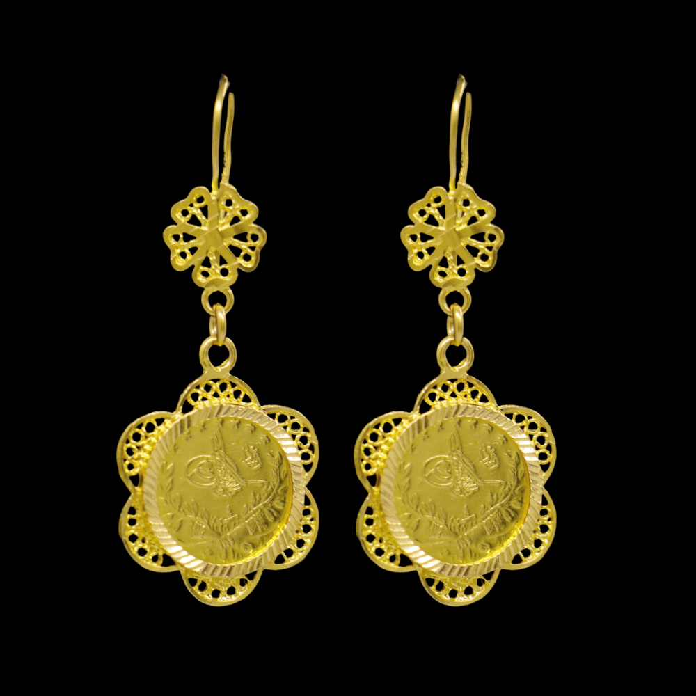 21K Gold Drop Earrings - SW27296